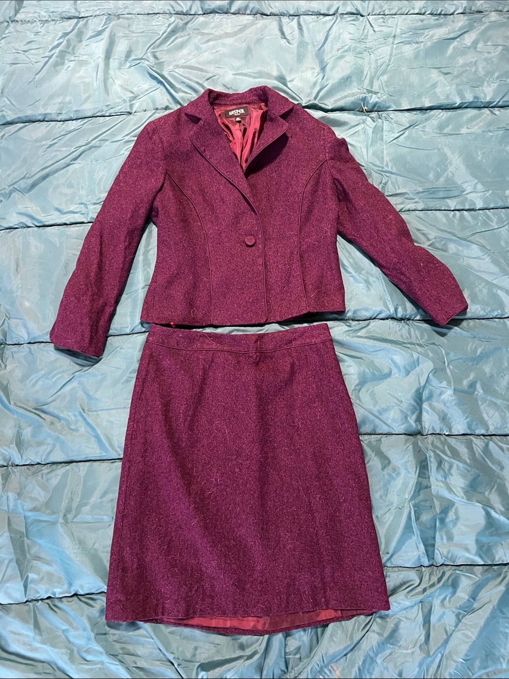 Kasper Plum Two-Piece Skirt Suit - Tailored Jacket & Straight Skirt